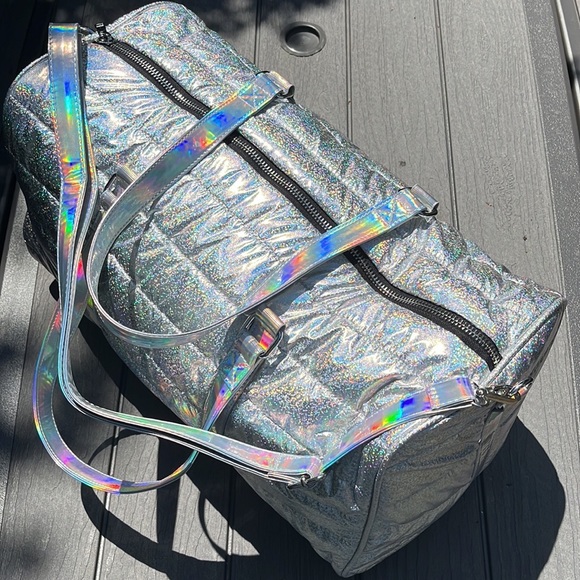 RARE Rainbow Holographic Weekender Duffle Bag - Picture 2 of 5